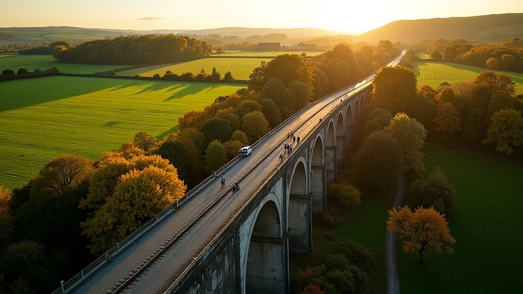 Scenic view of the Waterford to New Ross Greenway with historic viaduct